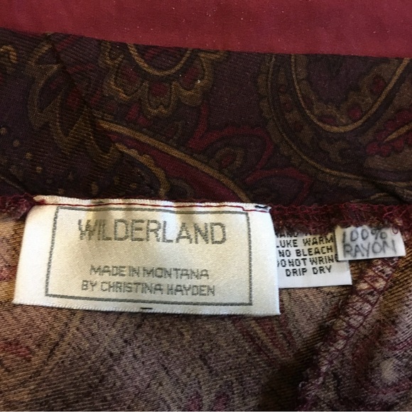 Brown paisley Wilderland (made in Montana) flared rayon skirt - Picture 6 of 10